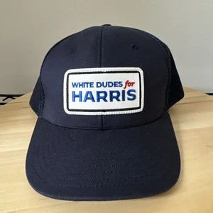 White Dudes For Harris Patch SnapBack Hat Cap Trucker Kamala Mamala Election - Picture 1 of 10