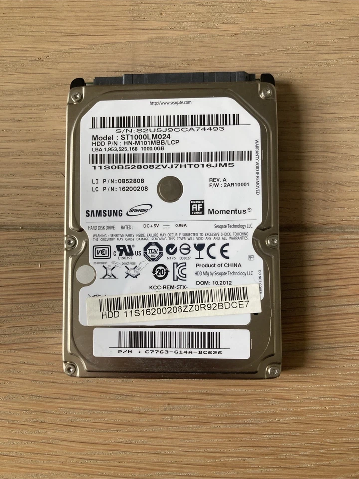Seagate Samsung ST1000LM024 1TB 2.5" Laptop Hard Drive SATA HDD - Image 1 of 2