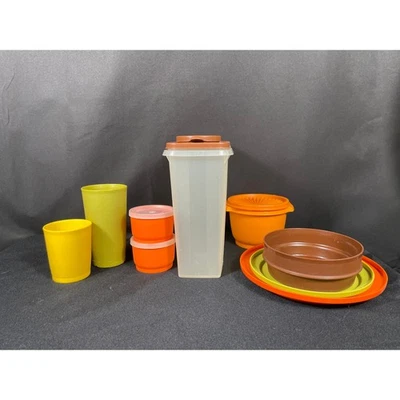 Vintage 70's Tupperware Bundle, Plates, Containers, Pitcher, Bowl, Mid Century - Image 1 of 4