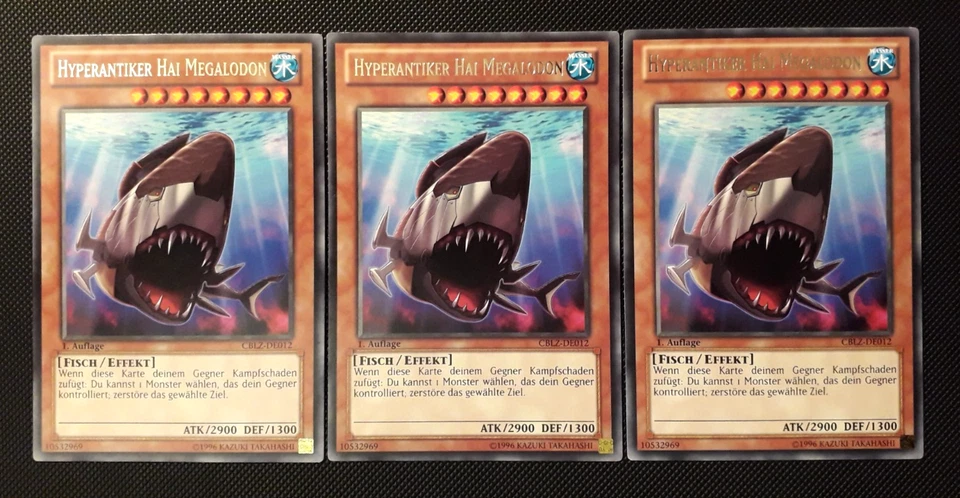 Yu-Gi-Oh! 3x Hyperantiker Hai Megalodon, CBLZ-DE012, Rare, 1. Auflage, Excellent - Bild 1 von 2