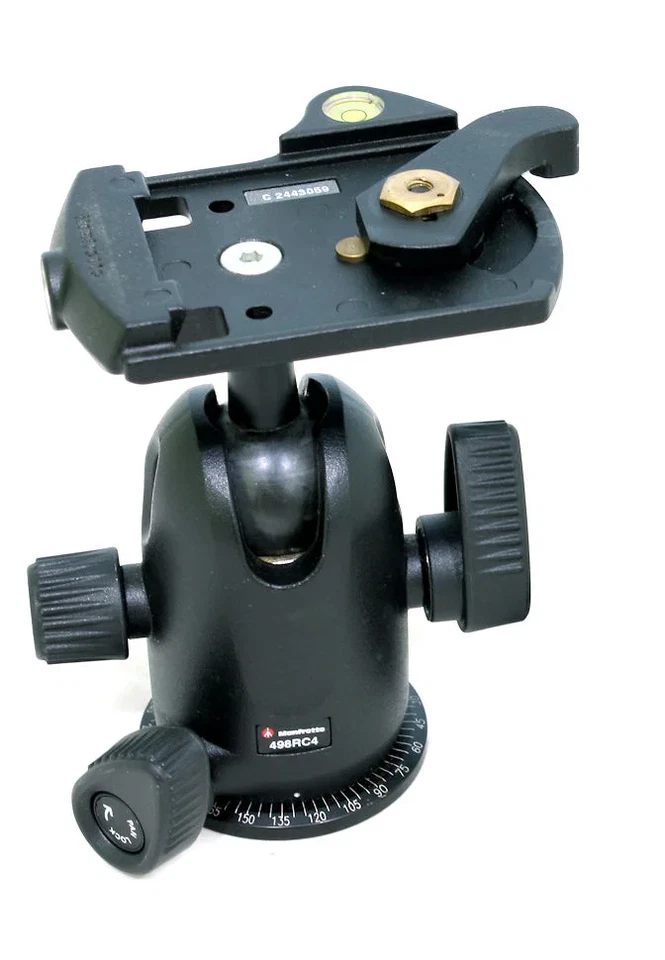 Cabezal de bola Manfrotto 498RC4 con abrazadera de liberación rápida de palanca lateral tipo Arca Foto 1 de 1