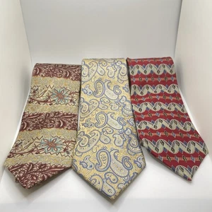 Menge 3 Vintage XL Seidenkrawatten rot gold burgund blau 64-66" x 2,75-3,75" - Bild 1 von 9