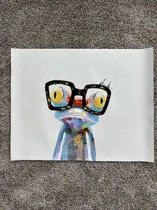 Modern Art, Frog WithGlasses, Frog, 16x20, Oil Painted Hand Made on Canvas. - Picture 1 of 10