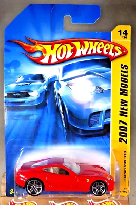 2007 Hot Wheels #14 New Models 14/36 FERRARI 599 GTB Red Variation w/Chrome Pr5s - Image 1 of 4