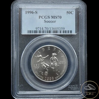 1996 S Soccer Olympic Commemorative Half Dollar PCGS MS70  - Image 1 of 2