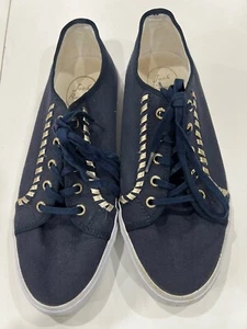 Jack Rogers CARTER Lace Up Sneakers Navy Midnight Blue Gold Shoes 10 - Picture 1 of 8