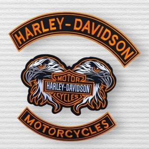Harley Davidson Double Eagle/Rocker Jacket/Vest Back Patch Iron/Sew on Set of 3 - Picture 1 of 3