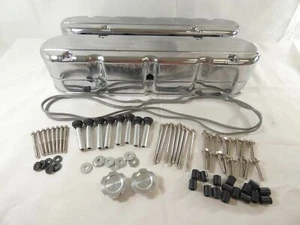 Cubiertas de válvula de aluminio fundido liso GM LS Chevy con soportes de bobina y cubierta pulida - Imagen 1 de 8