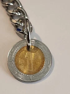 Schlüsselanhänger 1 $ Peso Münze Llavero • robuste mexikanische Kette Cadena Fuerte - Bild 1 von 7