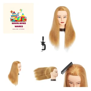 100% Human Hair Mannequin Head Hairdresser Cosmetology Manikin Head Doll Head... - Picture 1 of 8