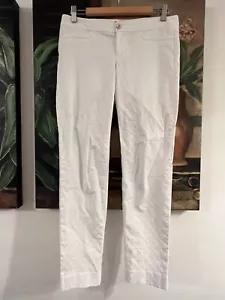 Lilly Pulitzer White Kelly Ankle Pants Textured Skinny Slim Leg Sz 2 Inseam 29” - Picture 1 of 8