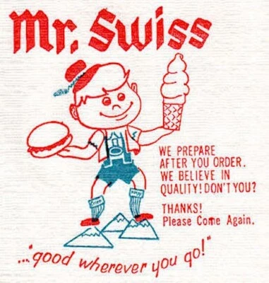 Mr. Swiss Napkins Vintage Set of 3 Original Ice Cream Burger Parlor Paper Napkin - Image 1 of 2
