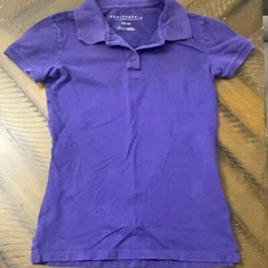 Aeropostale XS Púrpura Polo Uniforme Escuela Sostenible Manga Corta 2 Botones Top - Imagen 1 de 5
