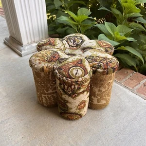 Vintage Ende 60er Anfang 70er Handarbeit Fußhocker Flower Power Retro Fußstütze Boho - Bild 1 von 10