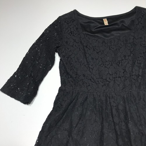 VETEMENTS Xhilaration Vestito Donna Taglia Media Nero Pizzo Manica Lunga Scollo Innamorato Mini