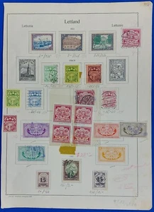 1925-1928 Latvia LETTLA 24 Stamps on OLD Album Page + 1925 MNH Block of 4 Mi 113 - Picture 1 of 5