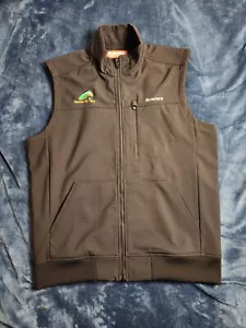 Simms Softshell Fishing Vest Mens Sz Large Black Fleece Lined Full Zip Outdoors - Picture 1 of 10