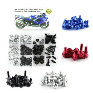 Kit completo de tornillos de cuerpo de perno de carenado de aluminio apto para Kawasaki ZX-14R 2006-2010 - Imagen 1 de 16