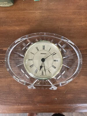 Staiger Clock -Oval Lead Crystal-Shelf/Mantel-Cristal France-West Germany- 4.5"T - Image 1 of 4