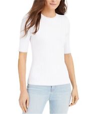 Inc Womens Sweater White Size Medium M Ribbed Metallic-trim Pullover 014