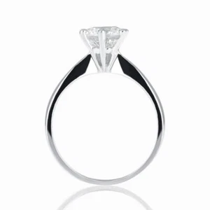 1 Carat Real Round Cut Diamond Engagement Ring H/VS1 14K White Gold - Picture 1 of 10