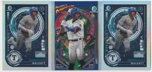 (3) Sebastian Walcott 2024 Bowman Prospect Power-up + AI REFRACTOR LOTE RANGERS - Imagen 1 de 2