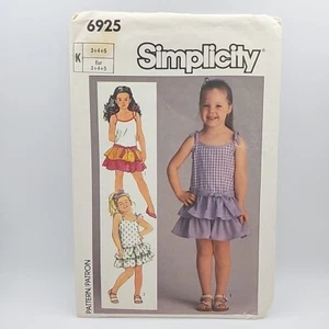 Simplicity 6925 Girl's Toddler Sun Dress with Ruffle Tier Skirt Size 3-5 Uncut - Picture 1 of 6