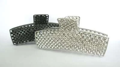 Pistola plateada u oscura metal rectángulo cristal pelo garra clip mandíbula Foto 1 de 4