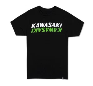 Men's Genuine Kawasaki Heritage Mirror T-Shirt - Black - Sizes XL, 2X, 3X - Picture 1 of 3