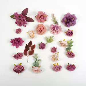 40PCS Plum Artificial Silk Flower Leaf Greenery Combo DIY Crafts Wreath Decor - Picture 1 of 10