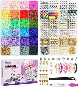 Gionlion Clay Beads Bracelet Making Kit - 8000PCS Letter Beads, Charms, Crafts - Picture 1 of 8