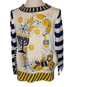 Whoopi 'c' For Chanukka Baumwollmischung Rundhalsausschnitt Pullover Extra SMALL 169 $ XS - Bild 1 von 6