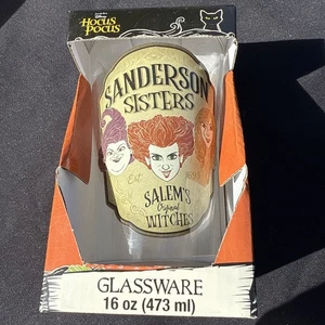 DISNEY Movie HOCUS POCUS HALLOWEEN SANDERSON SISTERS Witches 16oz Pint Glass New - Picture 1 of 5