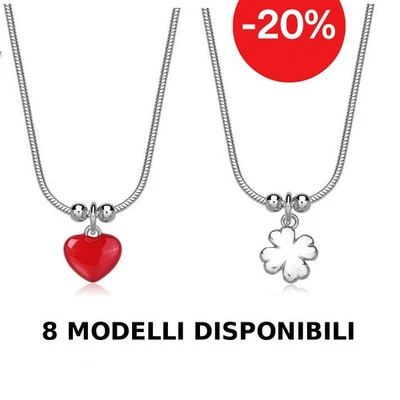 Collana donna acciaio Sagapo cuore stella luna quadrifoglio farfalla cornetto - Immagine 1 di 2