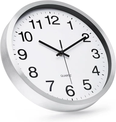 Reloj de Pared 12 Pulgadas Plateado Acabado Cepillado Silencioso No Funciona Reloj Interior Redondo B Foto 1 de 4