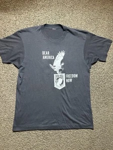 Vintage 80s Screen Stars POW MIA Freedom Now Black T Shirt Medium Rare - Picture 1 of 7