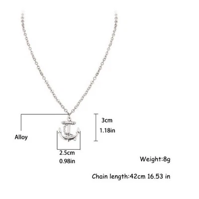 Argento Ancora color Ciondolo Marina Collana CATENINA ARGENTO Moda Uomo eu - Immagine 1 di 4