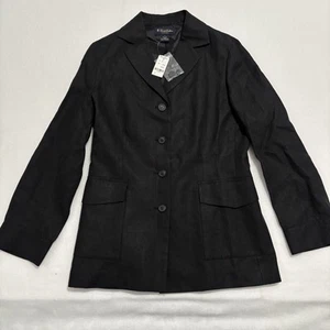 NWT Brooks Brothers Blazer Women’s Size 10 Black Button Irish Linen Buttons - Picture 1 of 8