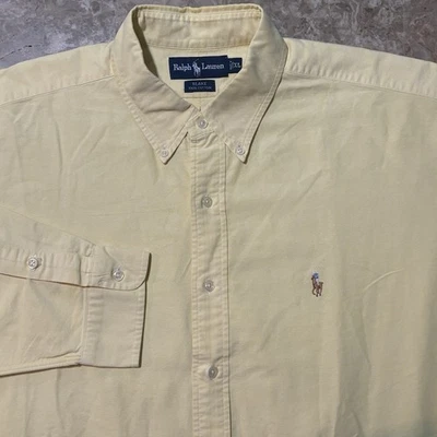 Camisa Polo Ralph Lauren Para Hombres XL Amarilla Blake Manga Larga Botón Oxford OCBD Foto 1 de 4