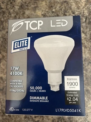 TCP L17PLVD5041K 17W 4100K LED Retrofit Lamp 4-Pin G24q/GX24q Base 120V - Image 1 of 4