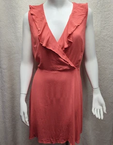 Loft dress ruffle wrap size 4 salmon preppy romantic office date event Y2K - Picture 1 of 6