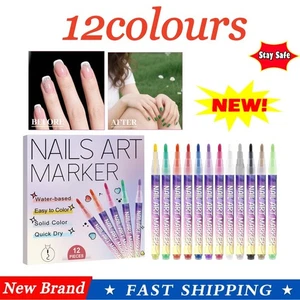 12 Farben Nail Art Stifte Set | Nagellackstifte Nail Art Zeichnen - Graffiti Marker - Bild 1 von 17
