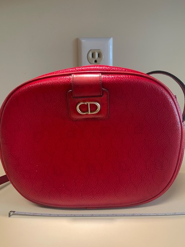 Borsa a tracolla Christian Dior rivestita in tela e pelle borsa vintage rossa a nido d'ape.