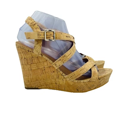 Zapatos de mujer BP talla 9 M con tiras de corcho cuña correa al tobillo sandalias de tacón alto Foto 1 de 4