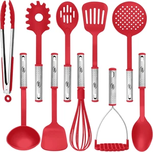 Kitchen Utensils Set, 10 Nylon Stainless Steel Cooking Utensils, Non Stick And - Picture 1 of 12