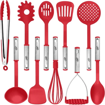 Kitchen Utensils Set, 10 Nylon Stainless Steel Cooking Utensils, Non Stick And - Image 1 of 4