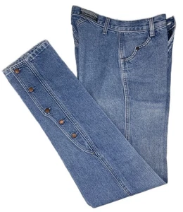 Jeans 26/3 Rocky Mountain denim pantaloni western vintage USA vita alta bottoni gamba laterale - Foto 1 di 12