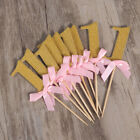  20 Pcs Glitter Gold and Pink Ribbon Bow-knot 1st Birthday Anniversary Event