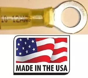 (50) #10 Stud YELLOW 12-10 GA 3M HEAT SHRINK RING CONNECTOR TERMINAL Made in USA - Picture 1 of 1