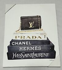 LV Fashion Glam Stack Books Canvas Wall Art 16x20 in.